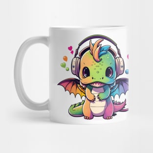 Baby Dragon Wearing Headphones Mug